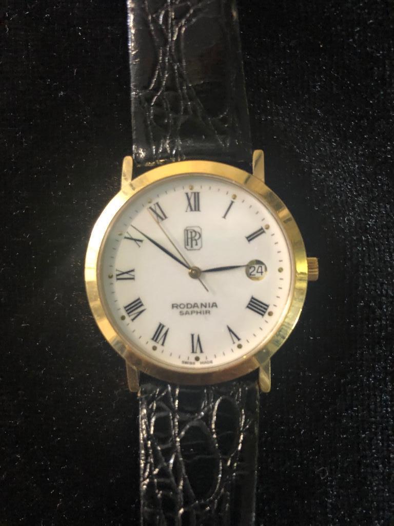 Goudkleurig herenuurwerk rodania, Ophalen of Verzenden, Polshorloge