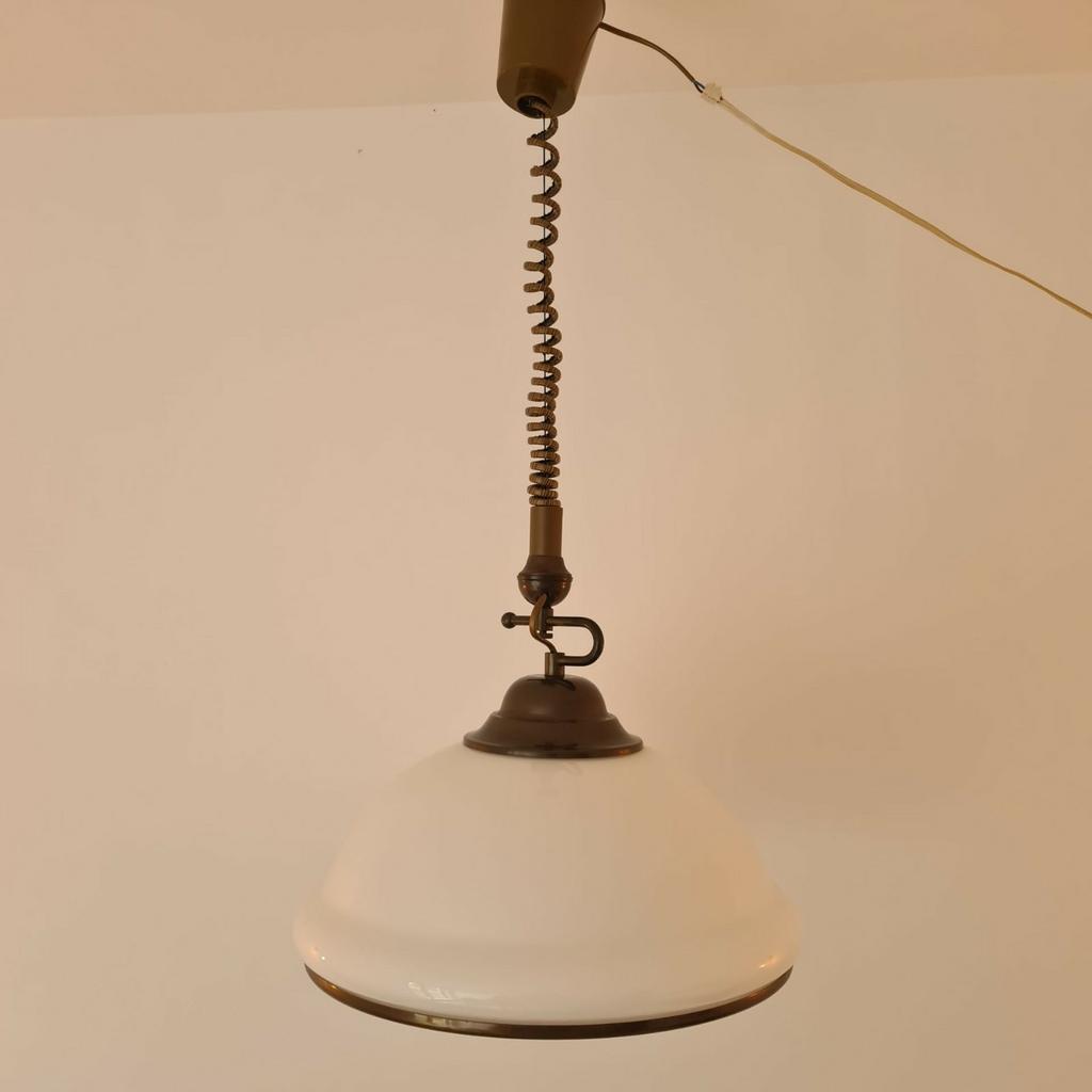 Vintage hanglamp in melkglas, Enlèvement, Utilisé, Métal