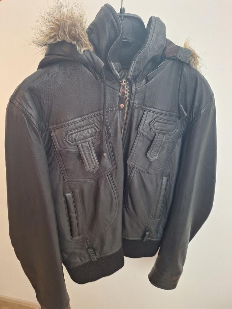 M zwarte leren jas, Ophalen of Verzenden, Gedragen, Zwart