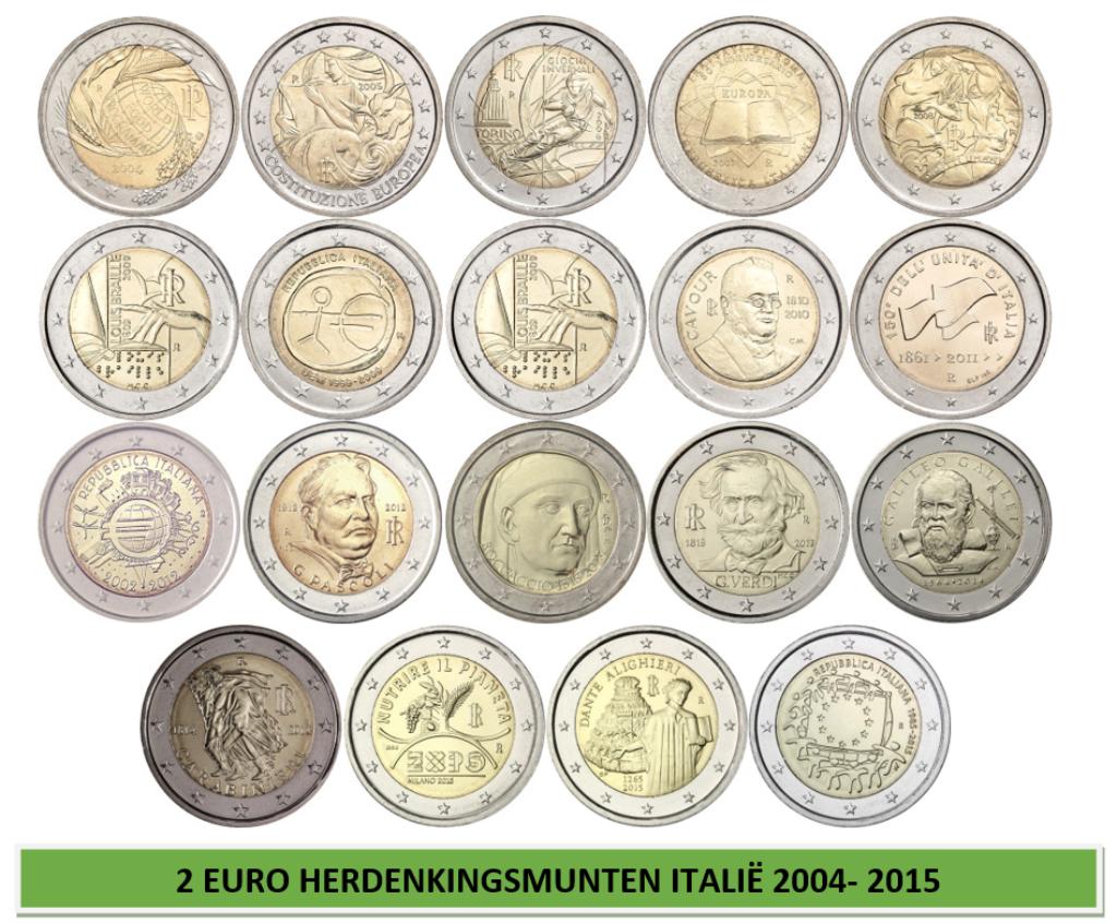 2 euro herdenkingsmunten Italië 2004-2015, Postzegels en Munten, Munten | Europa | Euromunten, Ophalen of Verzenden, Italië, 2 euro