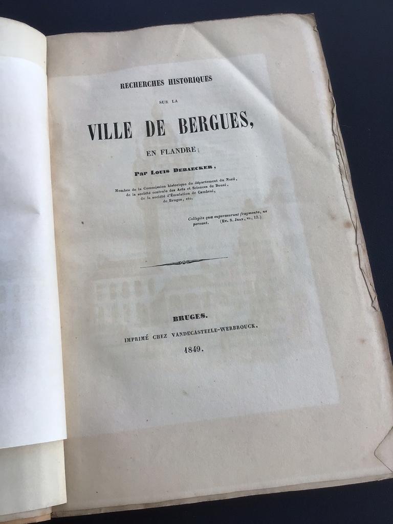 Ville De Bergues, En Flandre / Louis Debaecker / Bruges 1849, Antiquités & Art, Enlèvement ou Envoi