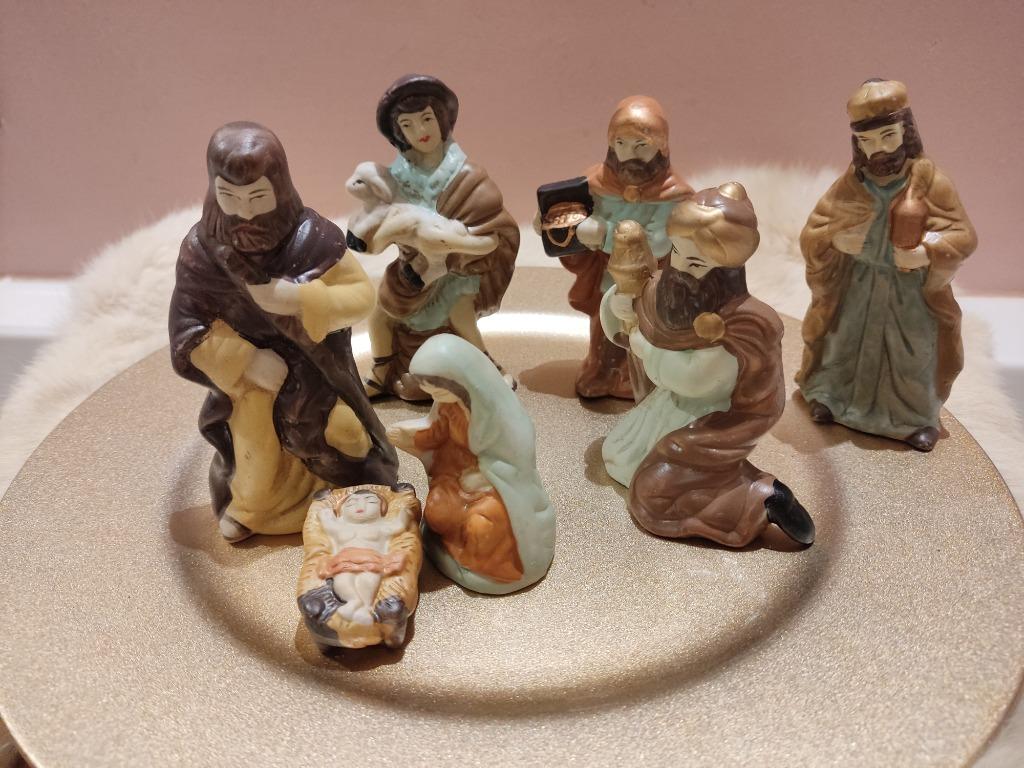 Set vintage kerstfiguren in biscuit, Ophalen of Verzenden, Zo goed als nieuw