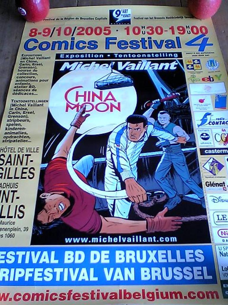 MICHEL VAILLANT China Moon POSTER et FLYERS Festival BD BXL, Verzamelen, Ophalen of Verzenden, Nieuw, Rechthoekig Staand, Reclame