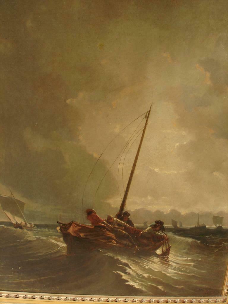 Alexis DARCY-DUMOULIN 19°E marine vissers op zee BARBIZON, Antiek en Kunst, Kunst | Schilderijen | Klassiek, Ophalen