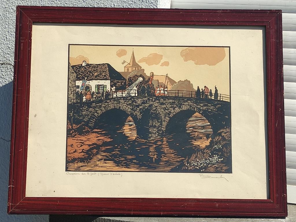 lithographie epreuve d artiste signe romeo dumoulin, Antiek en Kunst, Ophalen of Verzenden