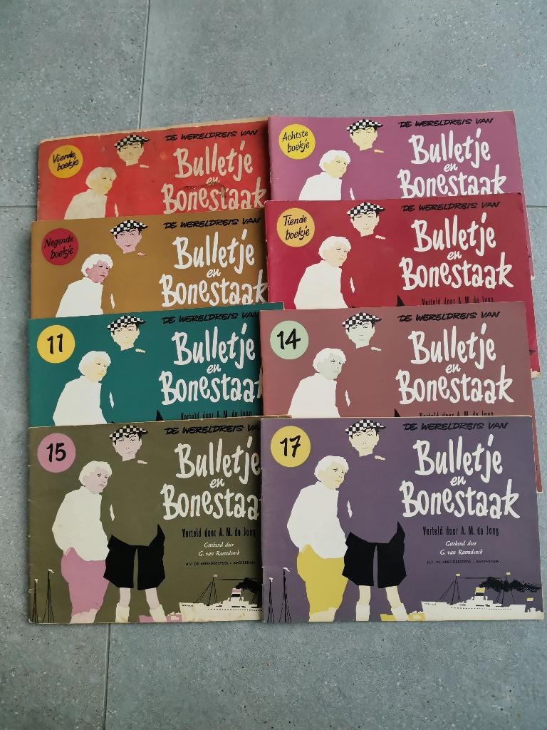 8 boekjes Bulletje en Bonestaak (1956), George van Raemdonck, Gelezen, De Jong, Van Raemdonck, Ophalen of Verzenden, Meerdere stripboeken