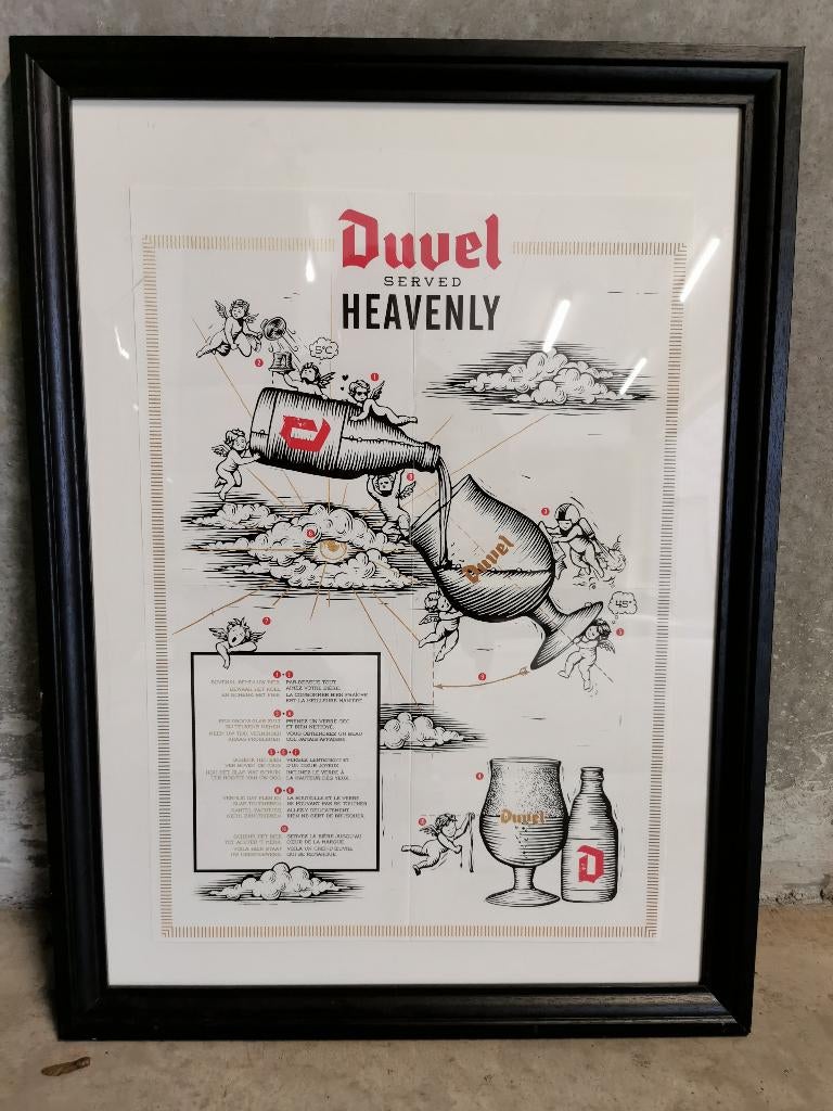 duvel poster in kader, Verzamelen, Biermerken, Ophalen, Zo goed als nieuw, Reclamebord, Plaat of Schild, Duvel