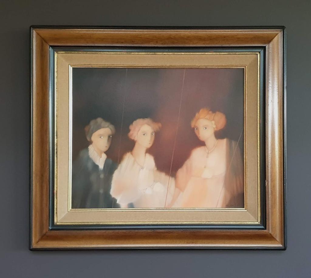 „Drie personages”, olieverf op doek gesigneerd Luc Gendron, Antiek en Kunst, Ophalen