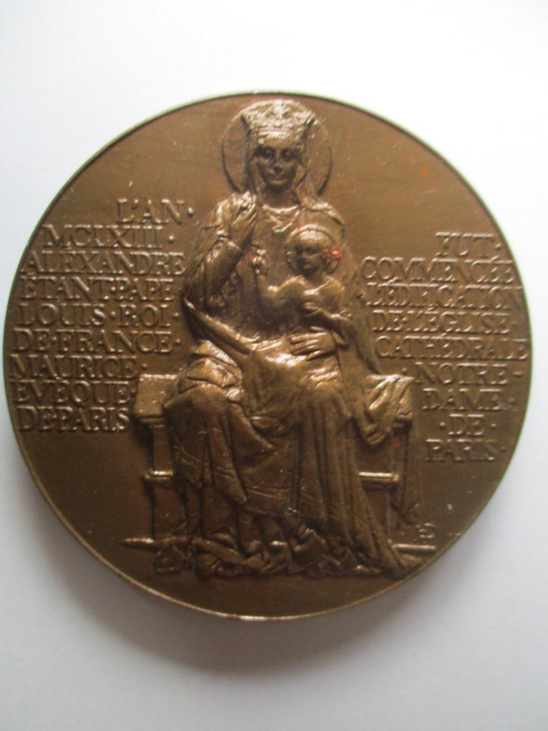 Médaille VIII Centenaire de Notre-Dame de Paris, Timbres & Monnaies, Pièces & Médailles, Bronze, Enlèvement ou Envoi