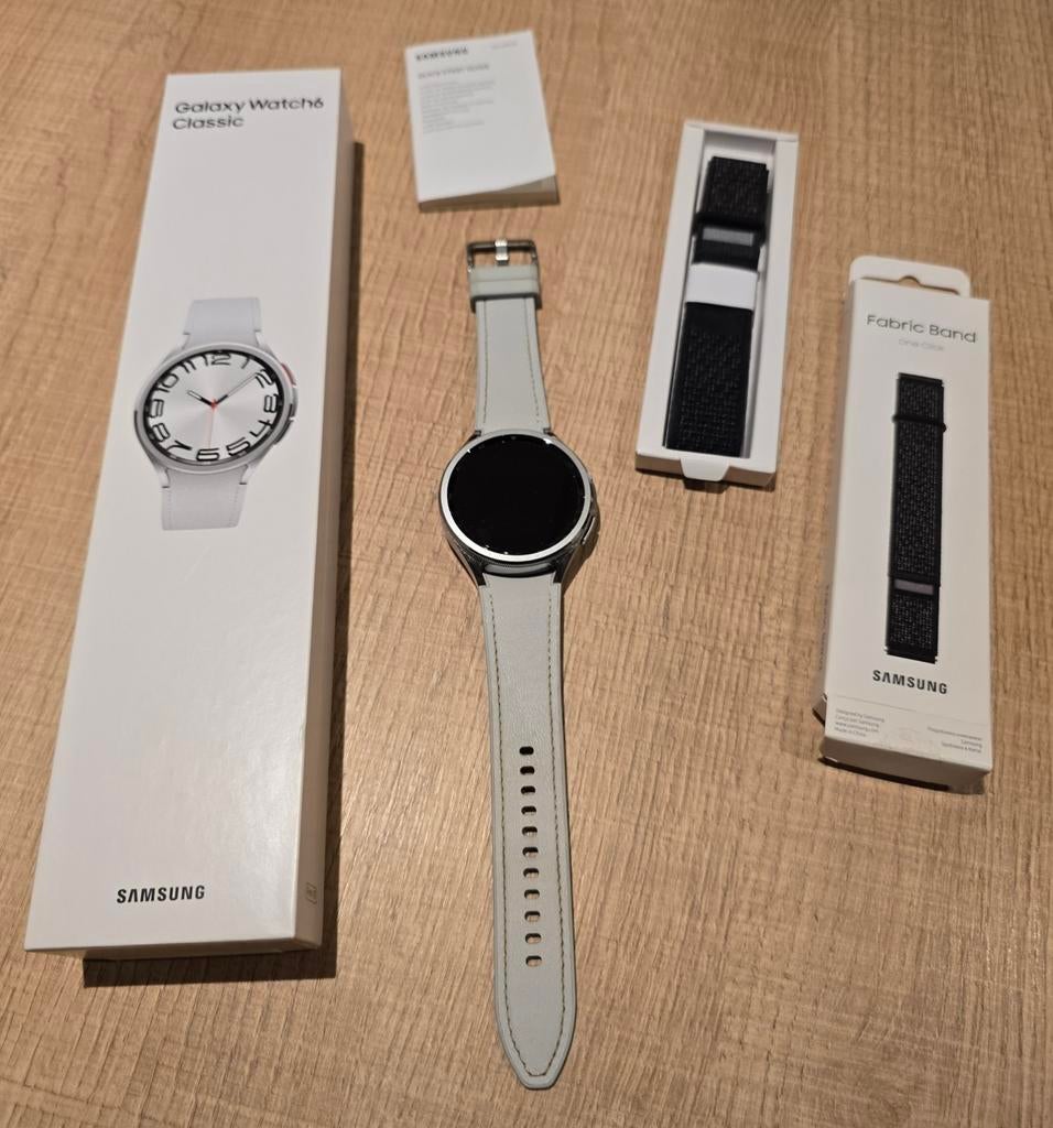 Galaxy Watch 6 Classic silver 47mm LTE, Ophalen of Verzenden, Zo goed als nieuw, Waterdicht, Samsung Galaxy