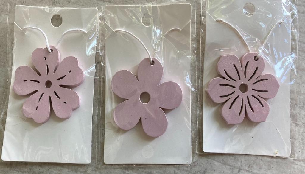 HOUT DECO 114 DECO BLOEMEN 3 stuks ROZE NIEUW, Enlèvement ou Envoi, Neuf
