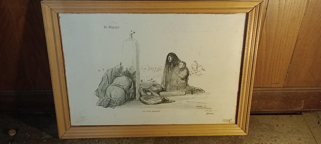 Gravure Jean-Louis FORAIN, poste d'écoute militaire, n649, Enlèvement ou Envoi