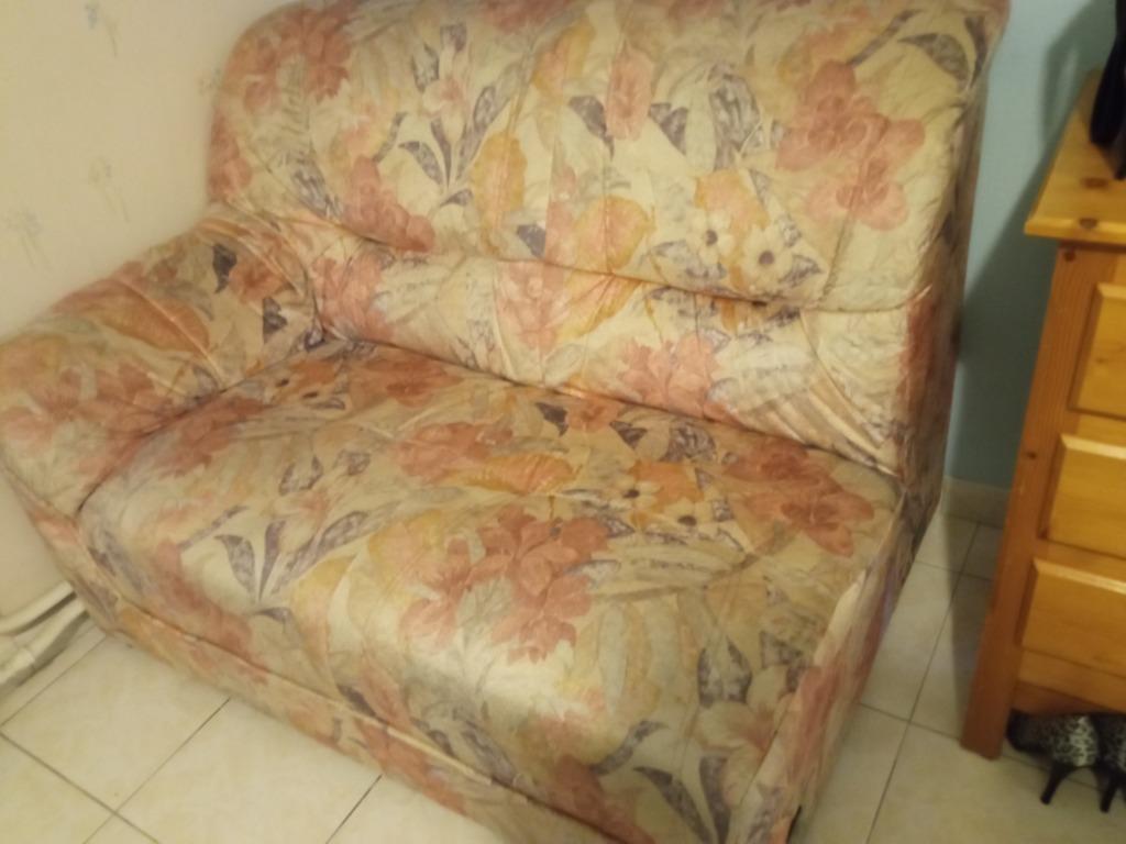 Slaapbank 2 plaatsen voor hoek 50€, Ophalen, Zo goed als nieuw, Tweepersoons, Stof