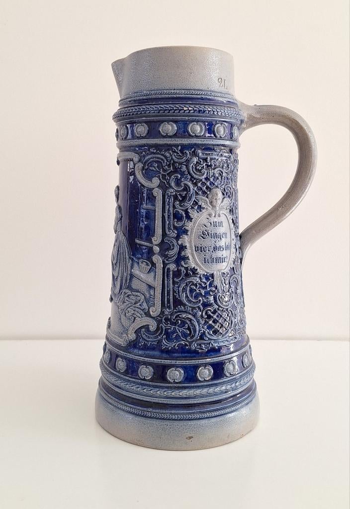 Westerwald steengoed 2 liter schenkkan kobaltblauw, Antiek en Kunst, Antiek | Keramiek en Aardewerk, Ophalen of Verzenden