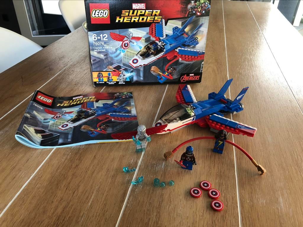 Lego Super Heroes 76076 Captain America Jet Pursuit, Ophalen of Verzenden, Zo goed als nieuw, Complete set, Lego