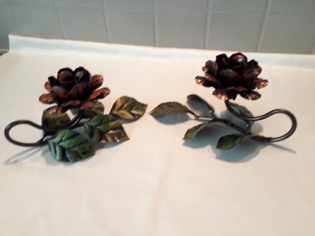 Vintage Metalen bloem kandelaars, Ophalen, Overige kleuren, Zo goed als nieuw, Metaal