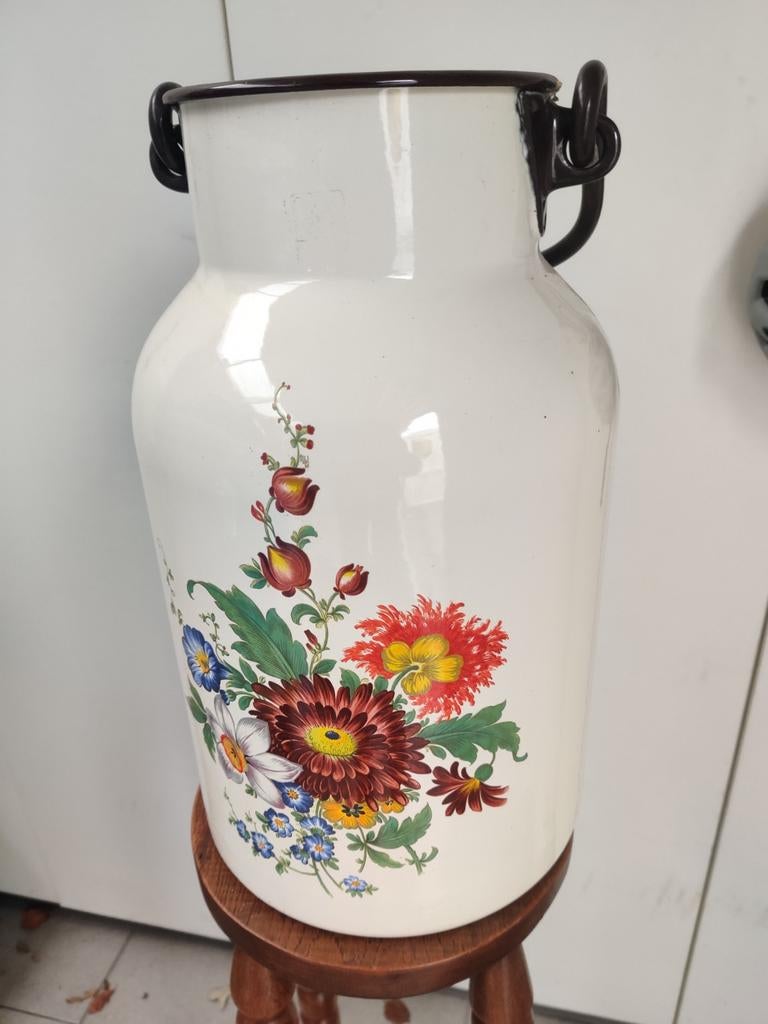 Geëmailleerde melkbus., Antiek en Kunst, Ophalen