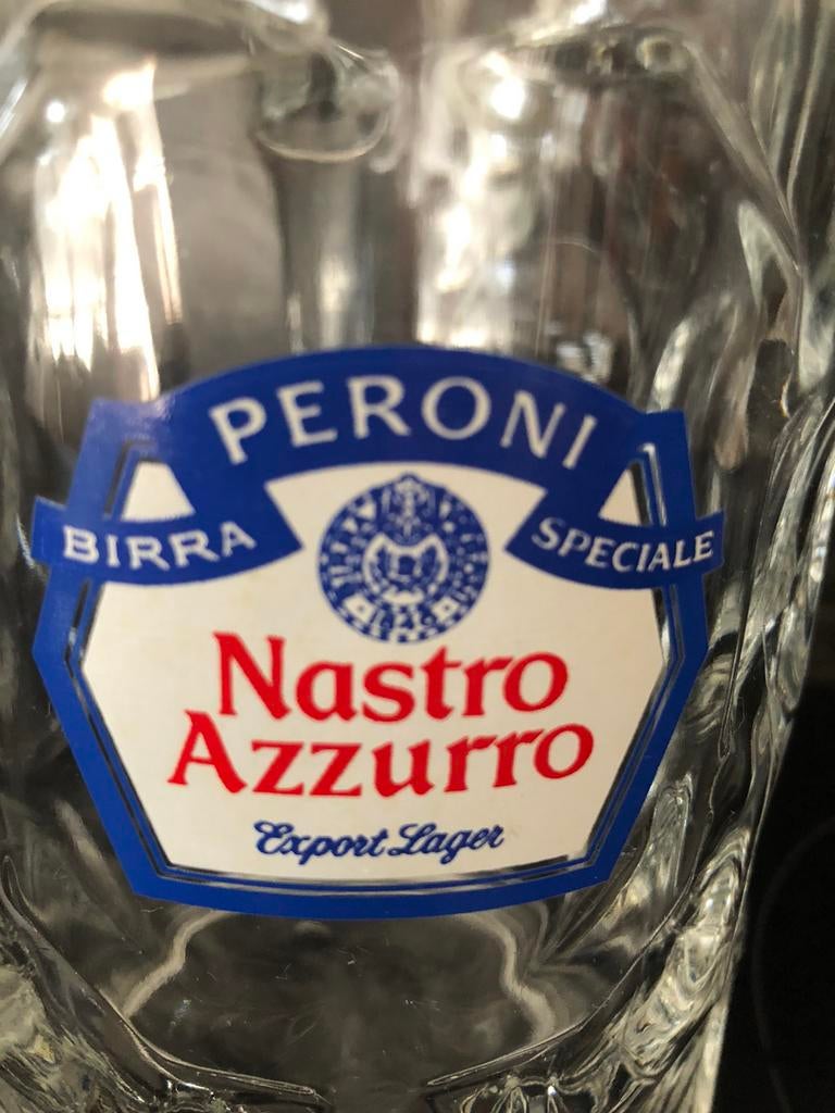 PERONI bierpul choppe bierkroes 1 liter, Verzamelen, Biermerken, Gebruikt, Pul(len), Overige merken, Ophalen of Verzenden