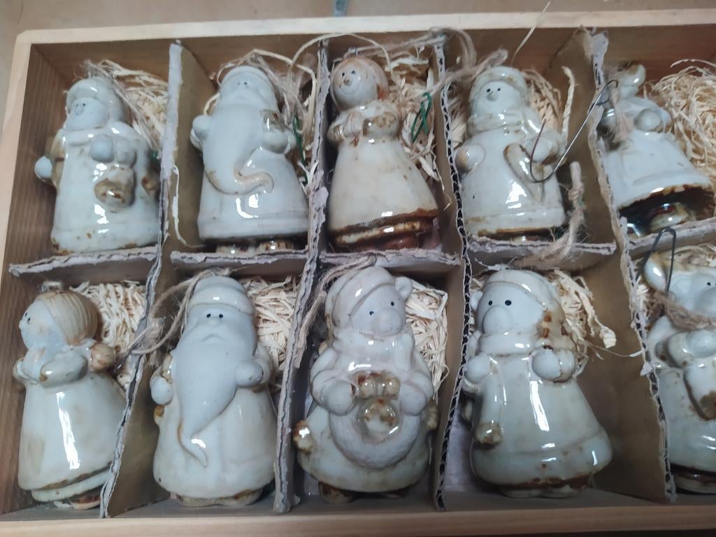 Vintage porseleinen kerstbeeldjes, 10 stuks, Ophalen of Verzenden