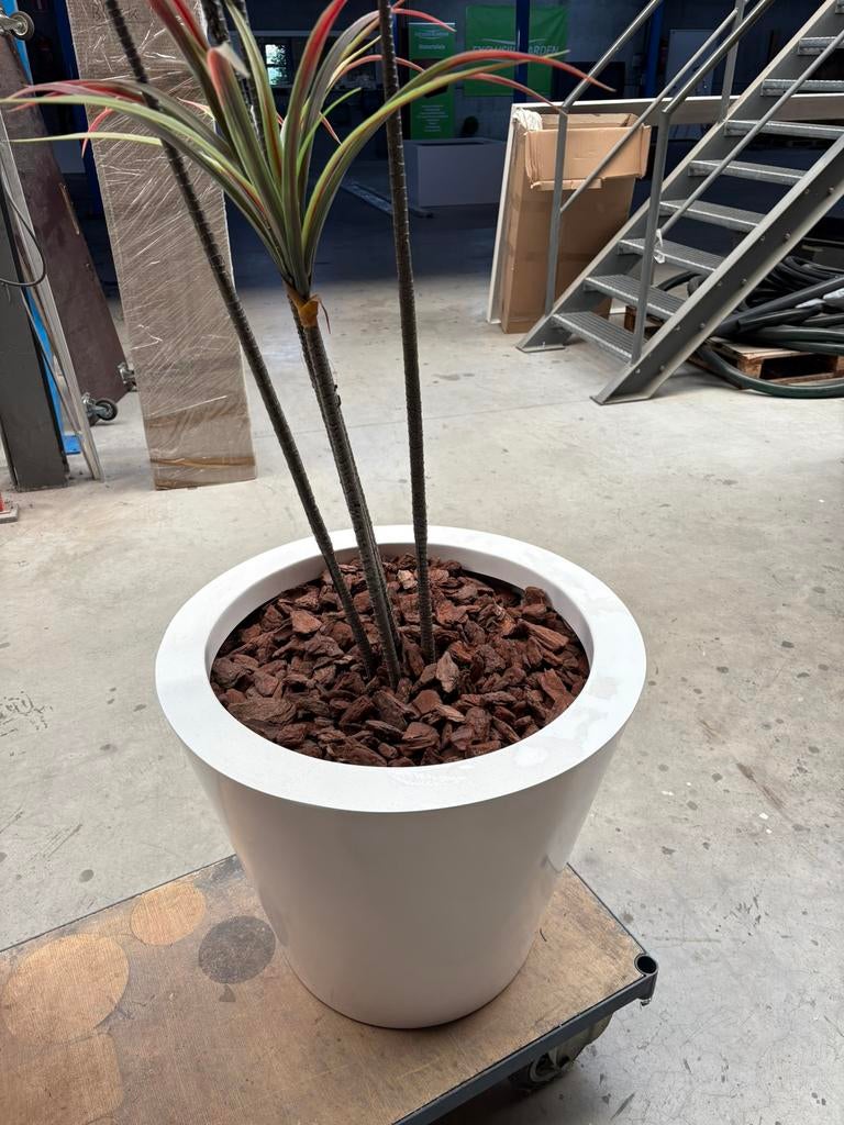 Bloempot rond wit polyesyer, Tuin en Terras, Ophalen, Overige materialen, 40 cm of meer, Rond