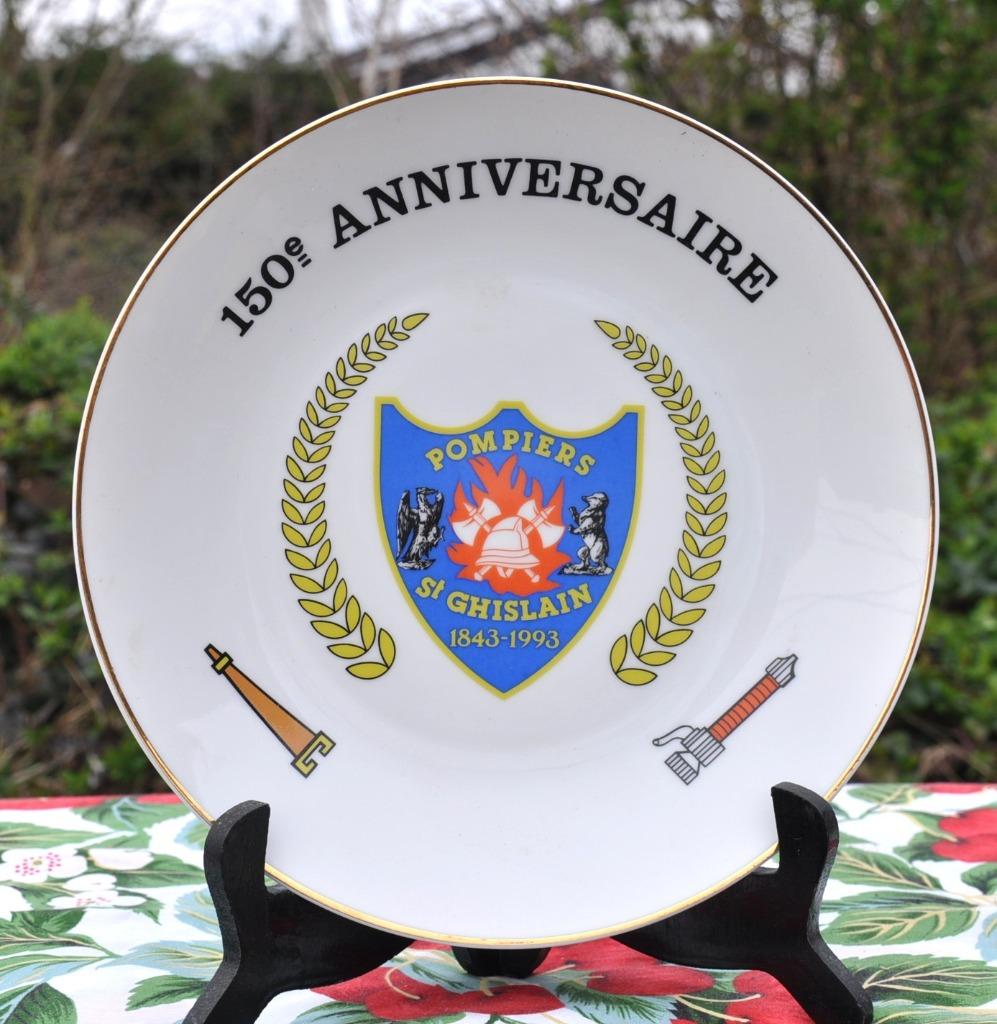 assiette 150eme anniversaire pompier de saint Ghislain, Collections, Enlèvement ou Envoi, Comme neuf
