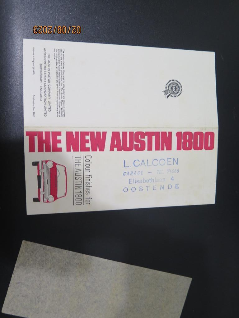 AUSTIN 1800  CARTE  COULEURS 1961 ?, Envoi