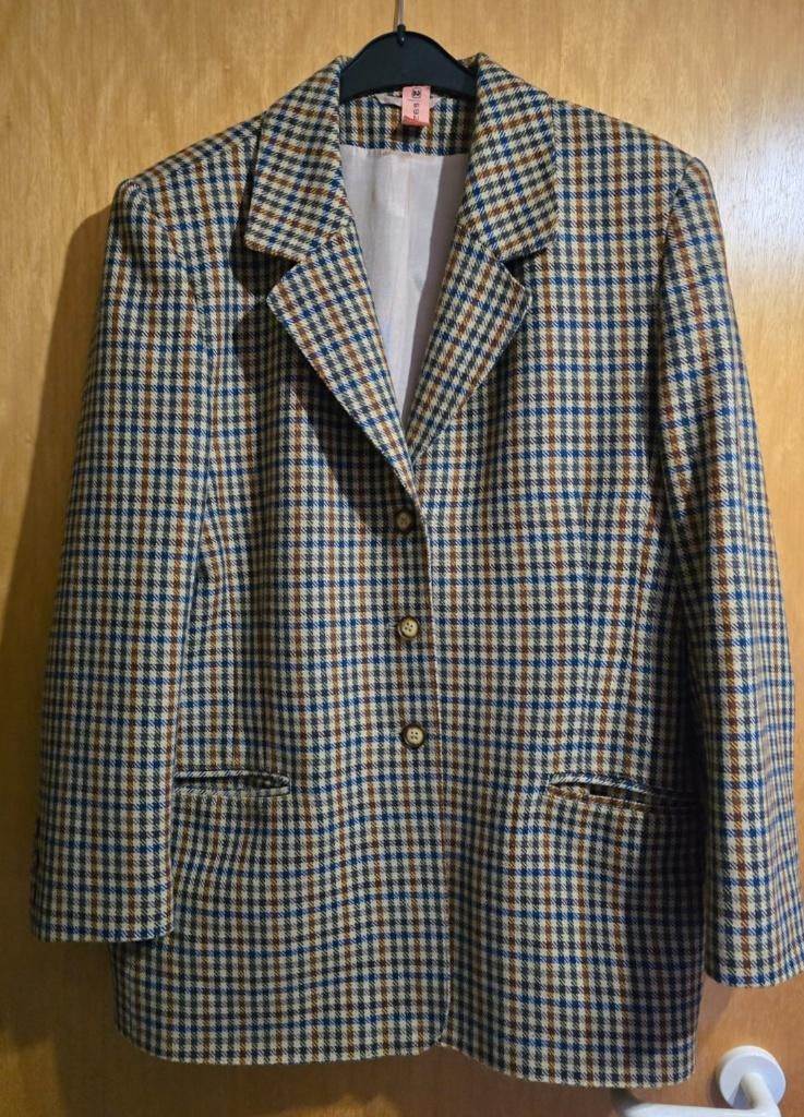 Damesvest blazer geruit, Ophalen of Verzenden, Gedragen, Maat 42/44 (L), Overige kleuren