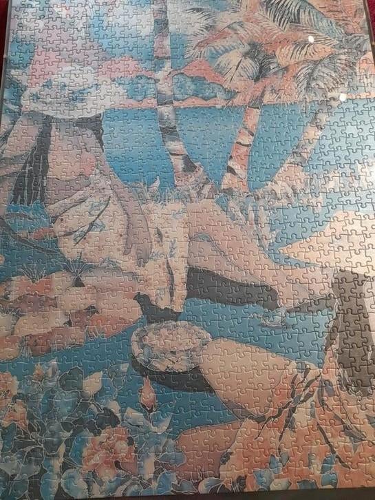 Puzzle Vahinés à Tahiti 1000 pcs Complet "Envoyé à plat", Enlèvement ou Envoi, 500 à 1500 pièces, Comme neuf, Puzzle