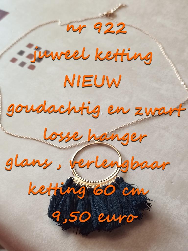 922. Juweel : ketting , NIEUW ,  verzending inbegrepen, Overige materialen, Verstelbaar, Verzenden, Zwart