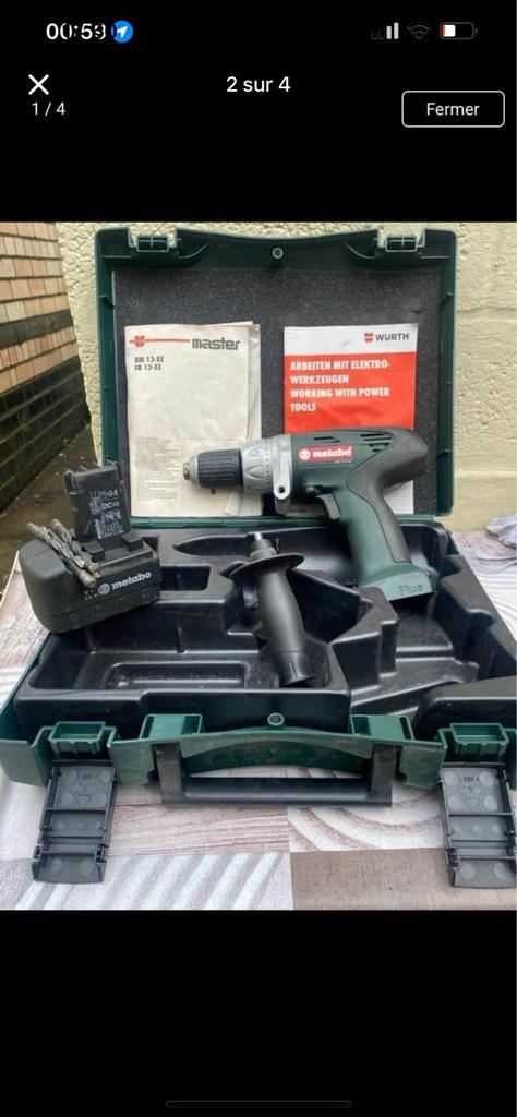 METABO PERCEUSE VISSEUSE MALETTE COMPLETE AVEC 2 chargeurs, Bricolage & Construction, Enlèvement ou Envoi, Comme neuf, Perceuse
