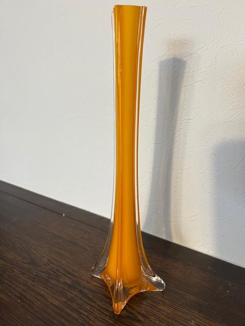 Vase soliflore en verre orange, glas, murano, Enlèvement