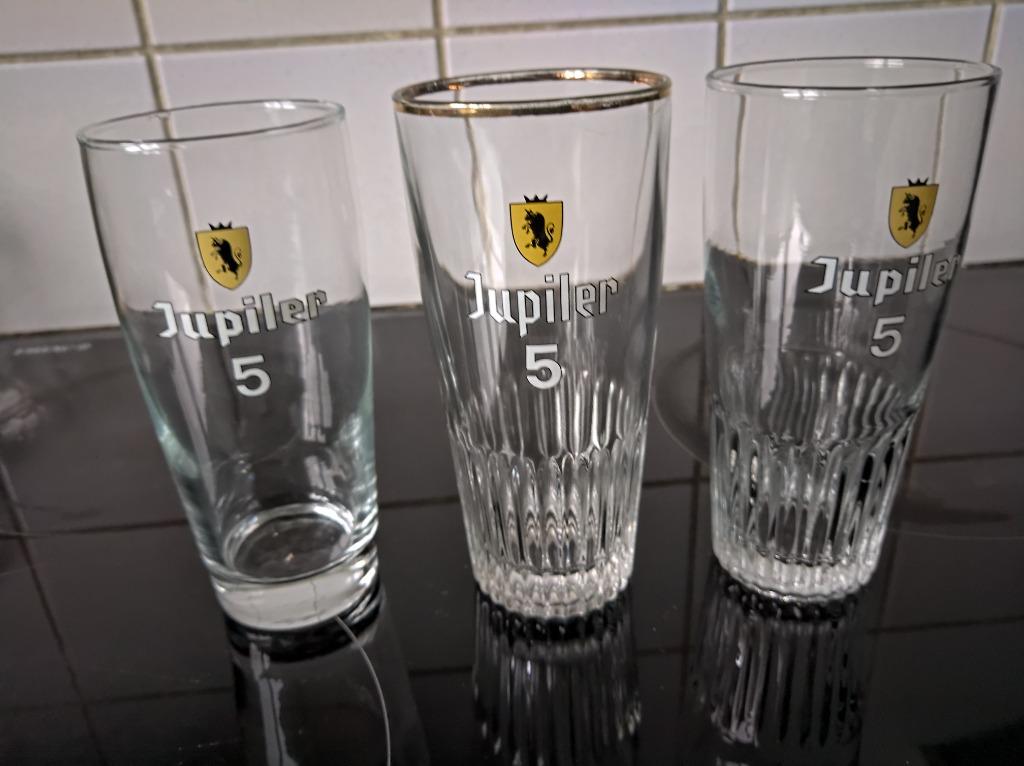 3 GLAZEN JUPILER TE KOOP, Ophalen of Verzenden, Gebruikt, Bierglas