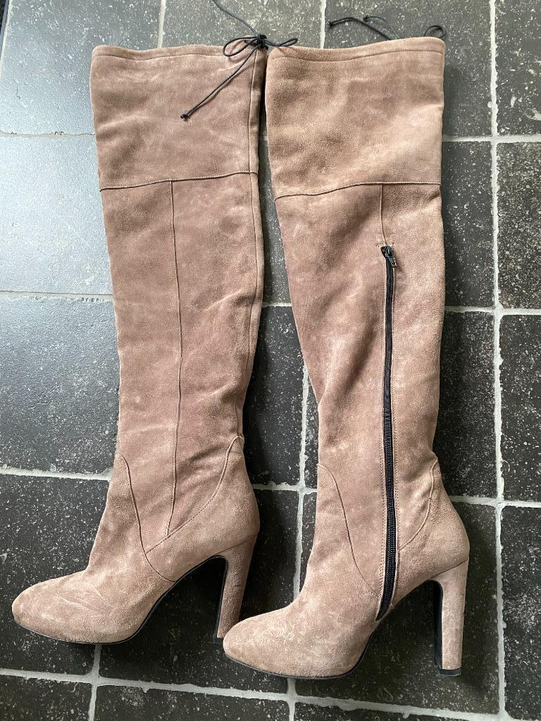 Scapa lichtbruine daim overknee laarzen - 39, Kleding | Dames, Schoenen, Gedragen, Hoge laarzen, Bruin, Ophalen of Verzenden