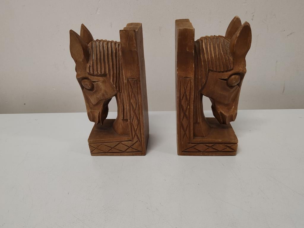 Prachtige houten handgesneden boekensteunen, Ophalen