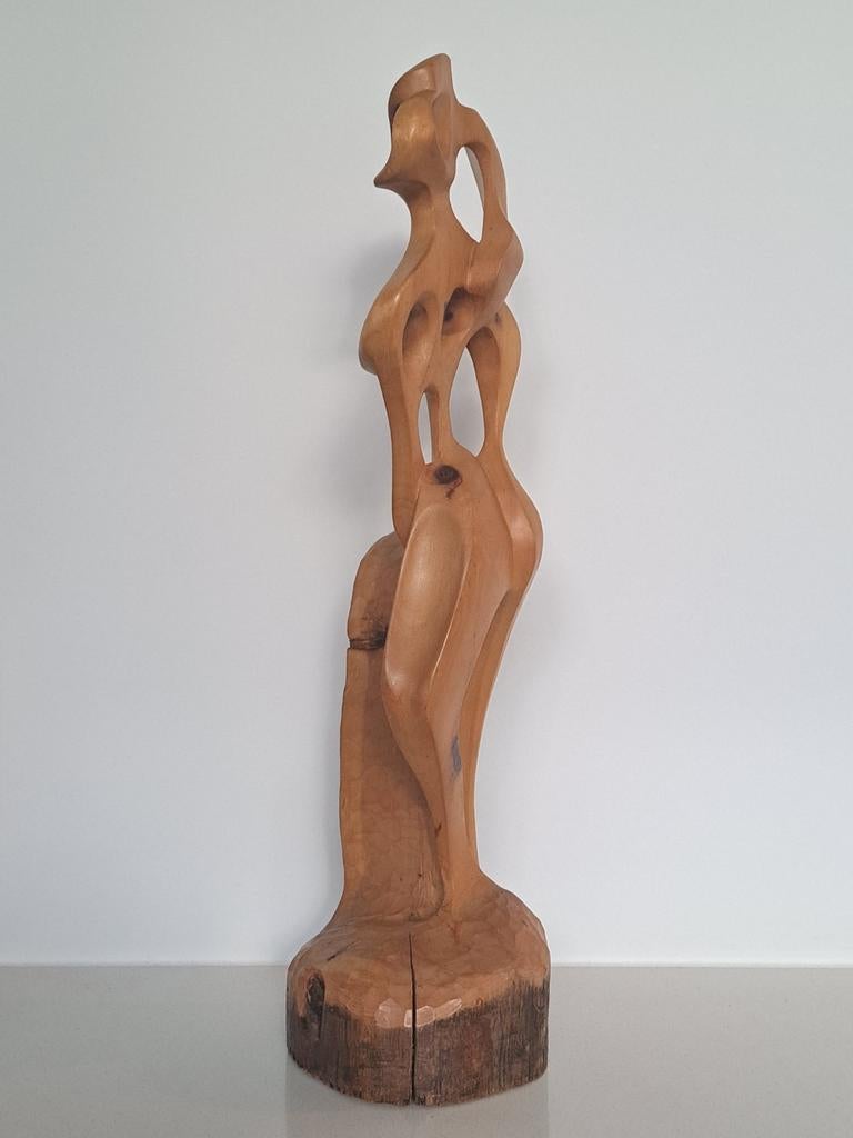 Vintage abstract houten sculptuur, Antiek en Kunst, Ophalen of Verzenden