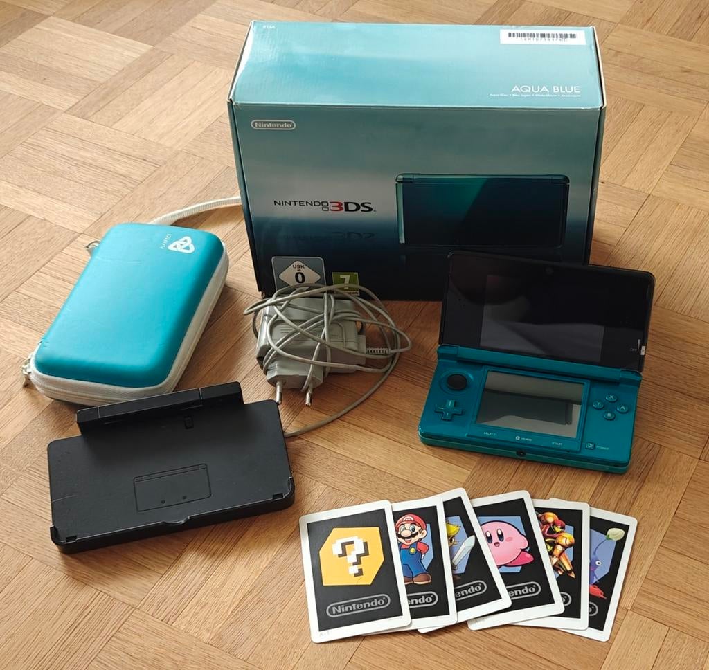 Nintendo 3DS aqua blue, Games en Spelcomputers, Spelcomputers | Nintendo 2DS en 3DS, Gebruikt, Blauw, Ophalen of Verzenden, 3DS