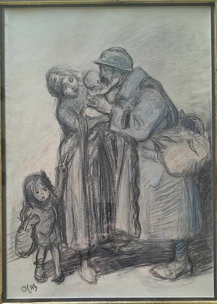 Jacques Osch pasteltekening, Ophalen, Overige technieken, Militair, Gesigneerd