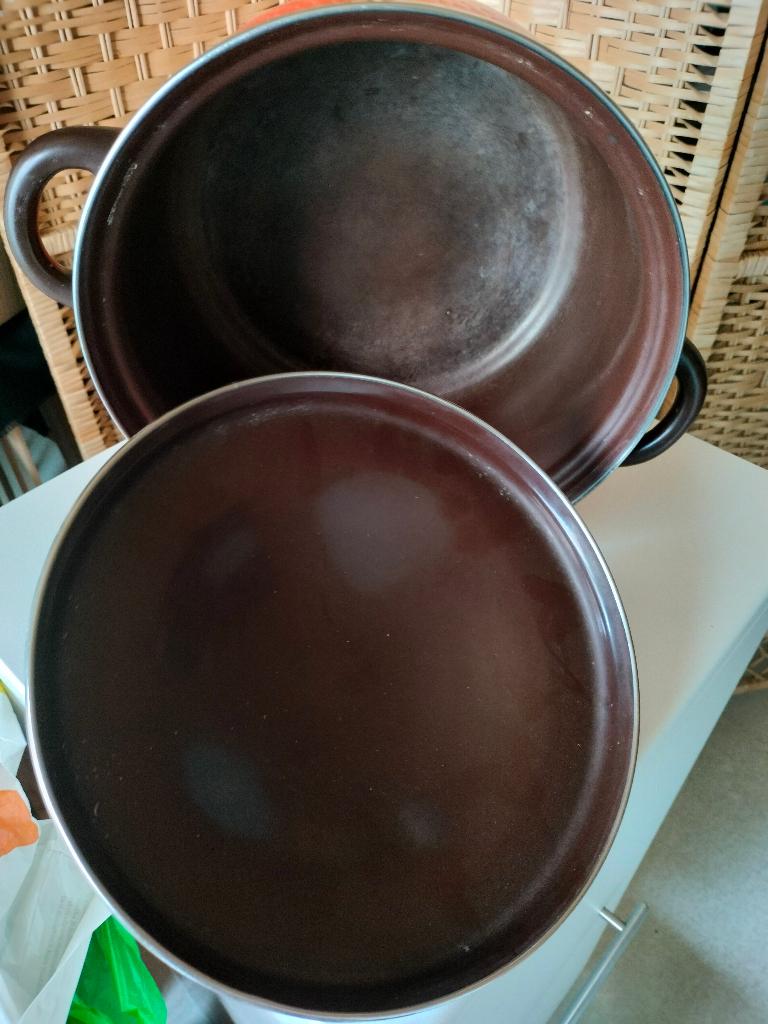 kookpot casserole rood groot vintage email fonte stoofpot, Ophalen of Verzenden, Zo goed als nieuw, Vintage