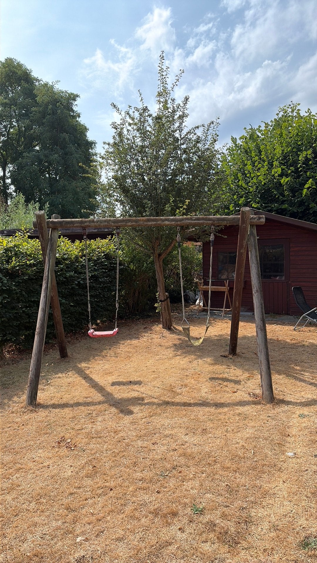 Stevige houten dubbele schommel, Enlèvement, Utilisé, Balançoire