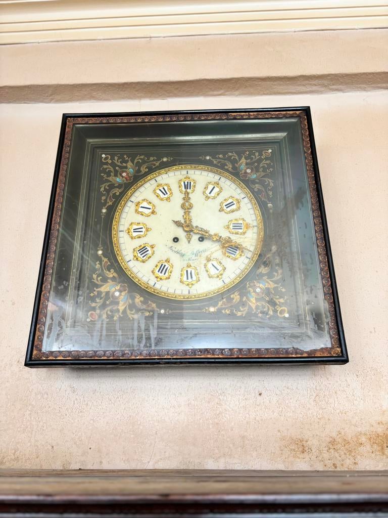 Oude 19e eeuwse wandklok, Ophalen, Gebruikt, Wandklok