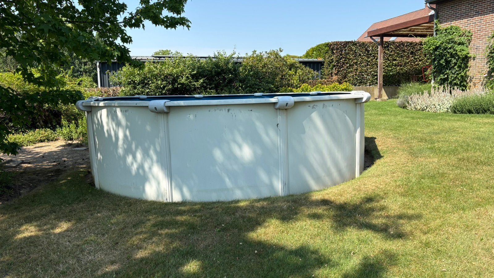 Gre zwembad met zandfilter, circulatiepomp en warmtepomp, Ophalen, Gebruikt, 80 tot 120 cm, Rond