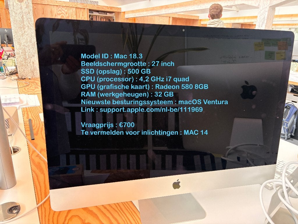 MAC 18.3, Computers en Software, Apple Desktops, Gebruikt, iMac, SSD, 4 Ghz of meer, 32 GB, Ophalen