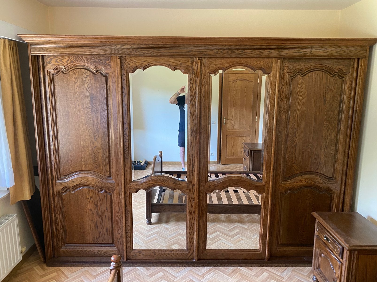 eiken slaapkamer, Huis en Inrichting, Slaapkamer | Complete slaapkamers, Ophalen, Gebruikt, Tweepersoons