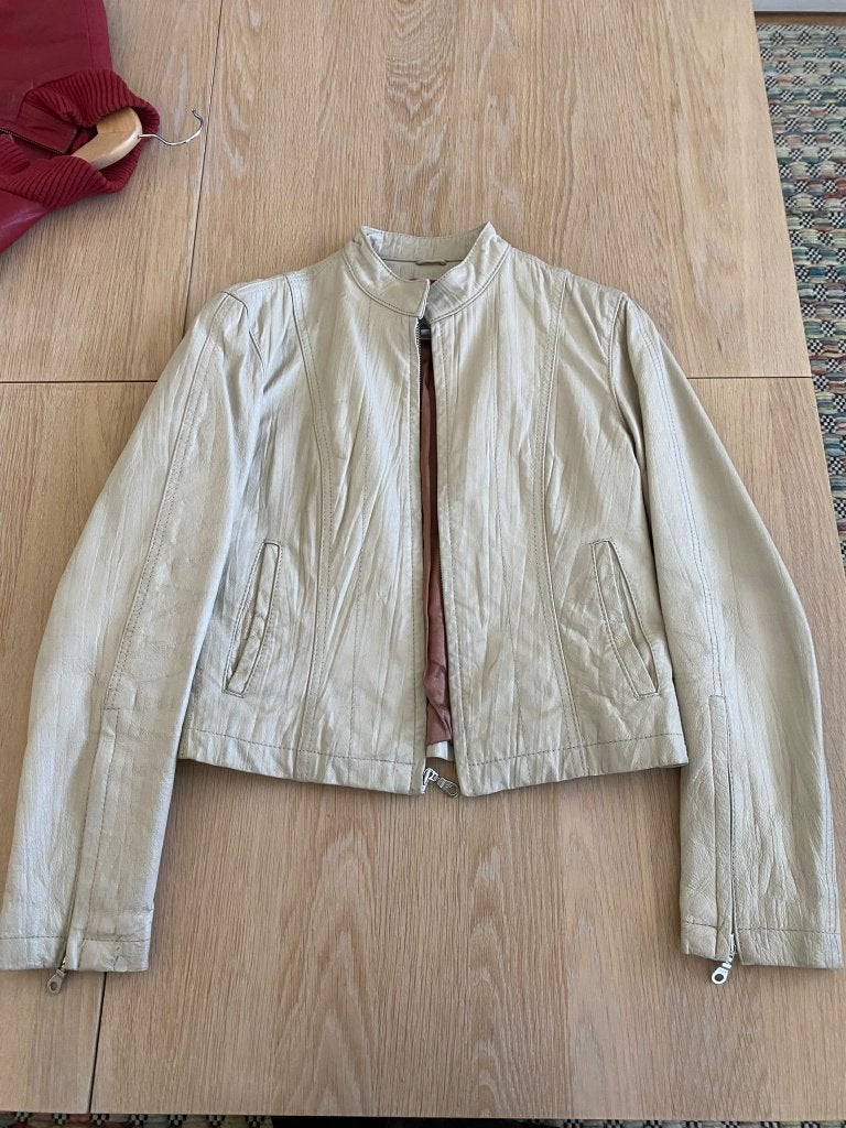 Leren jas, Ophalen of Verzenden, Zo goed als nieuw, Maat 36 (S), Beige