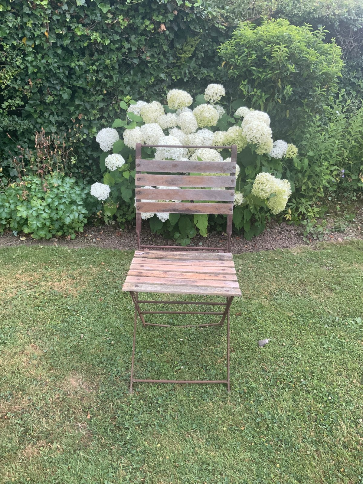 Chaise de jardin bois et métal vintage, Jardin & Terrasse, Enlèvement, Utilisé, Bois, Pliant