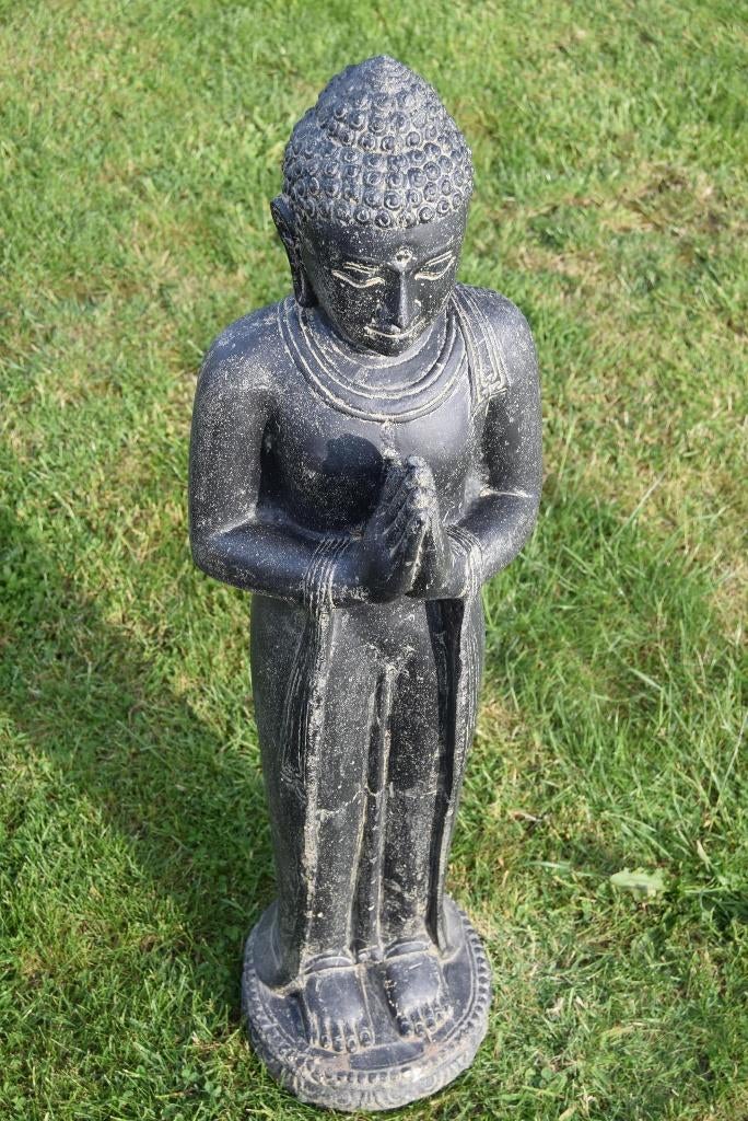 SOLDE BOUDDHA DEBOUT A LA PRIERE (1M )EN PIERRE PATINEE, Enlèvement, Neuf, Autres matériaux, Bouddha