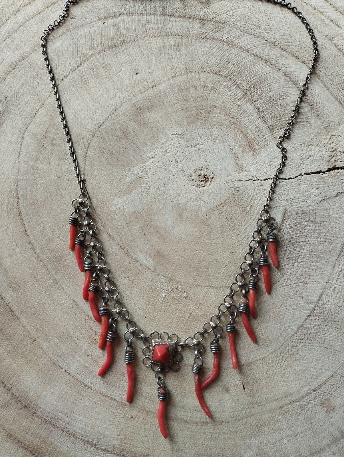 Collier kabyle, Bijoux, Sacs & Beauté, Enlèvement ou Envoi, Rouge, Argent