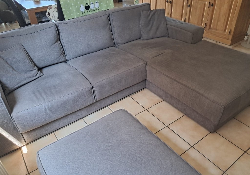 Chaise avec salon et pouf, Maison & Meubles, Canapés | Salons, Banc d'angle, Quatre personnes ou plus, Comme neuf, Enlèvement