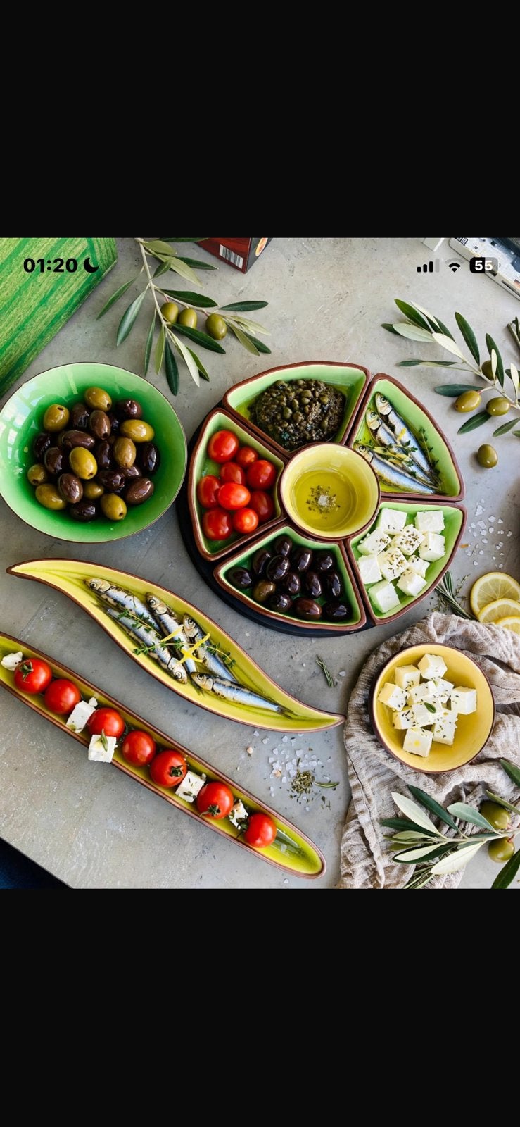 Set apéritif complet en faïence émaillée  Maisons du Monde, Enlèvement, Comme neuf, Vert, Moderne
