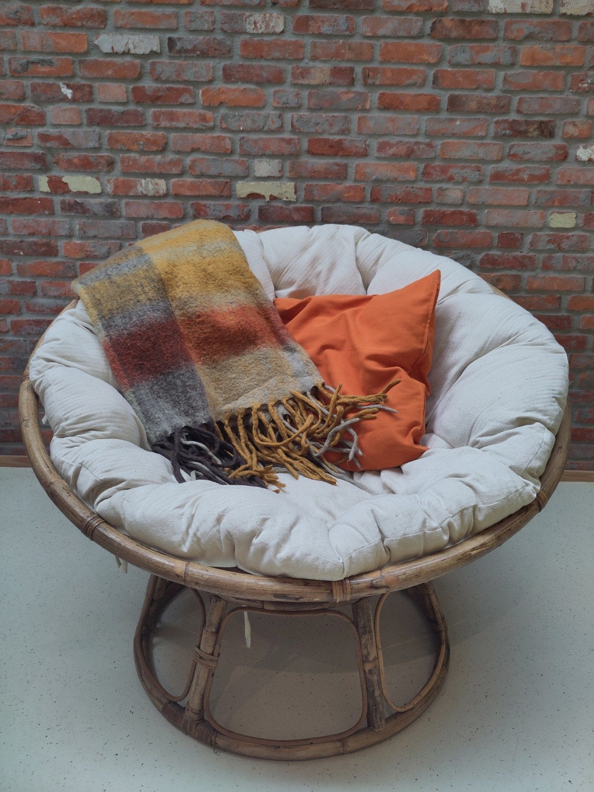 Prachtige Rotan Papasan zetel, Osier ou Rotin, Moins de 150 cm, Une personne, Enlèvement